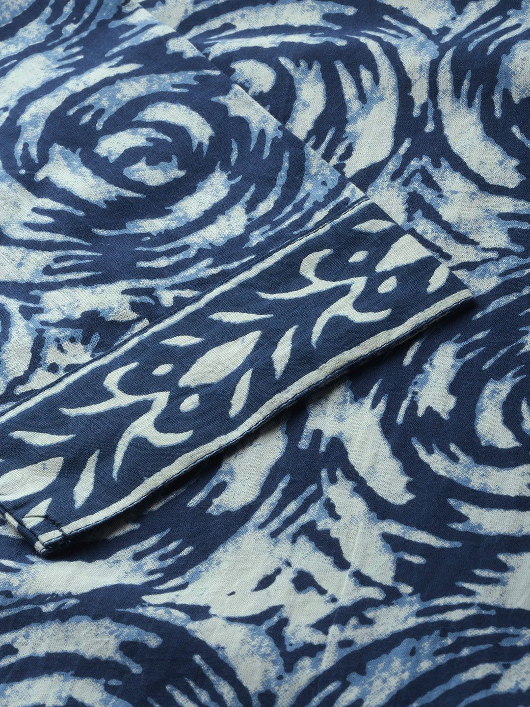Anouk Women Navy Blue & Off-White Printed Kurta with Palazzos