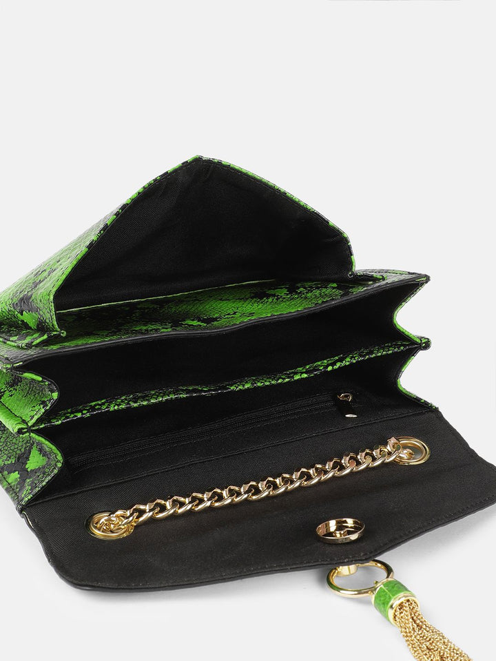 DressBerry Animal Printed Tasselled Structured Sling Bag
