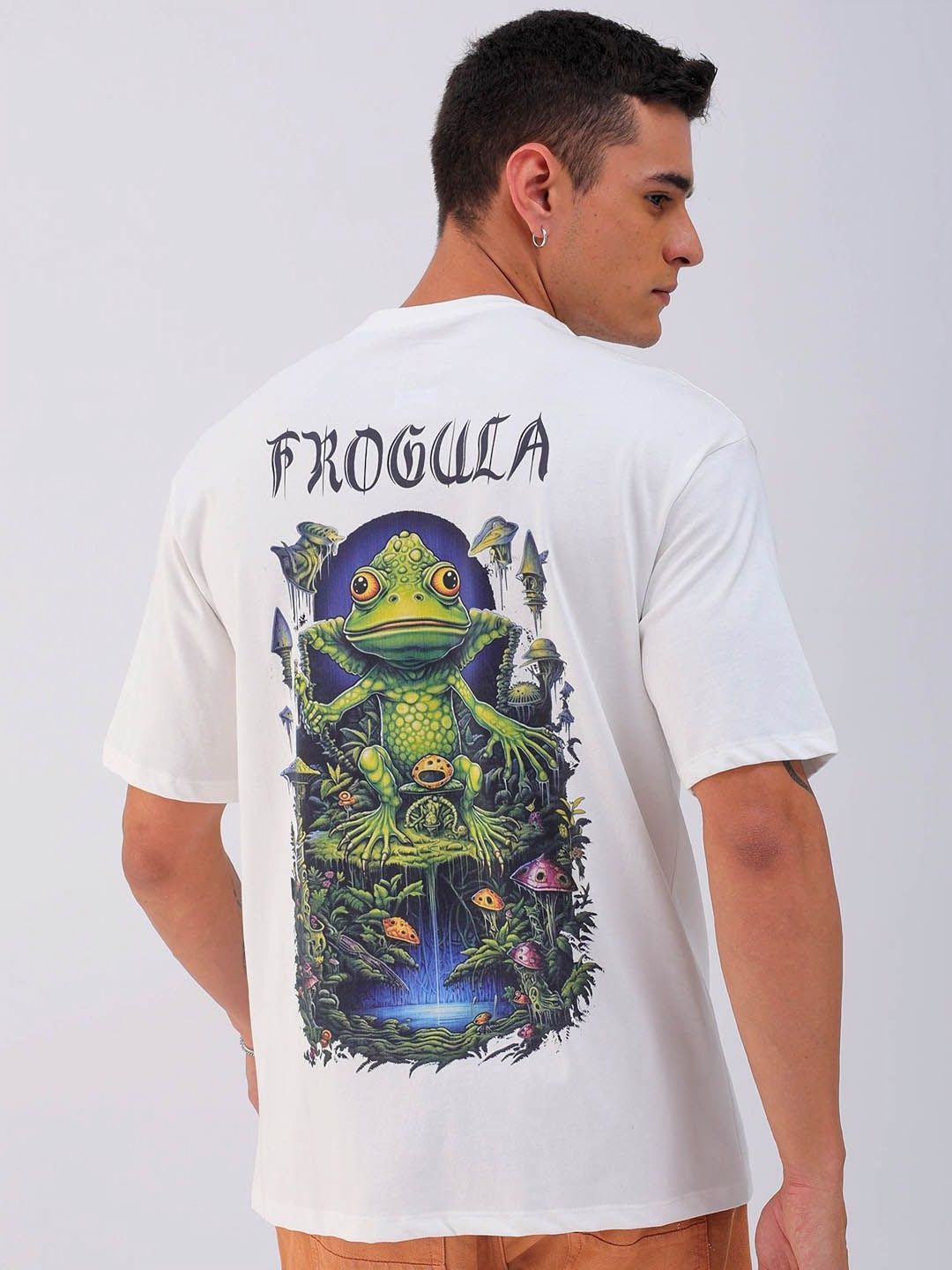 The Indian Garage Co Men Back Printed Boxy Oversized Round Neck T-shirt