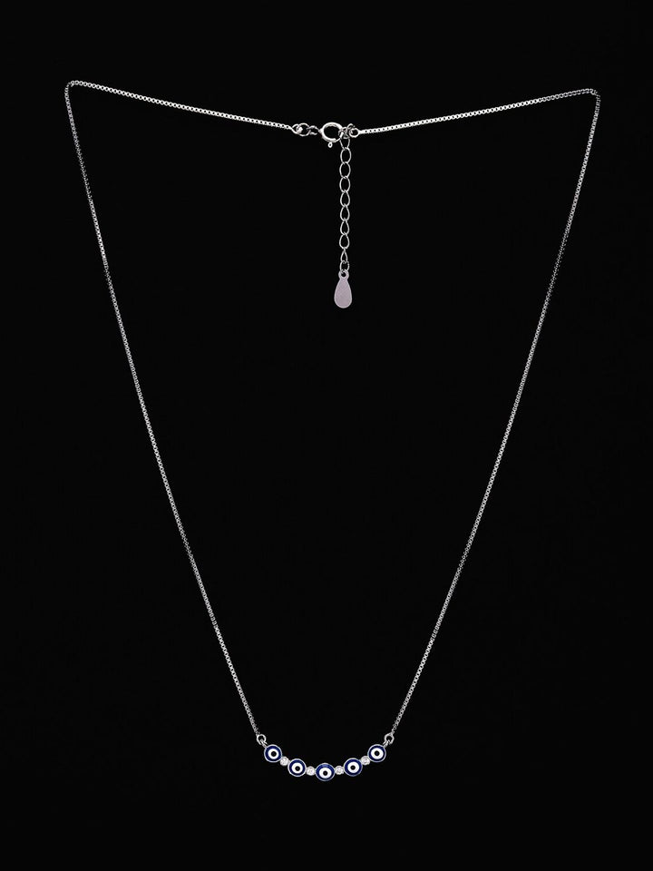 PRIONI 925 Sterling Silver Bersalut Rhodium CZ-Tatah Kalung Mata Jahat