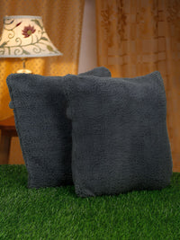HOSTA HOMES Black 2 Pieces Soft Fur Square Cushion Covers