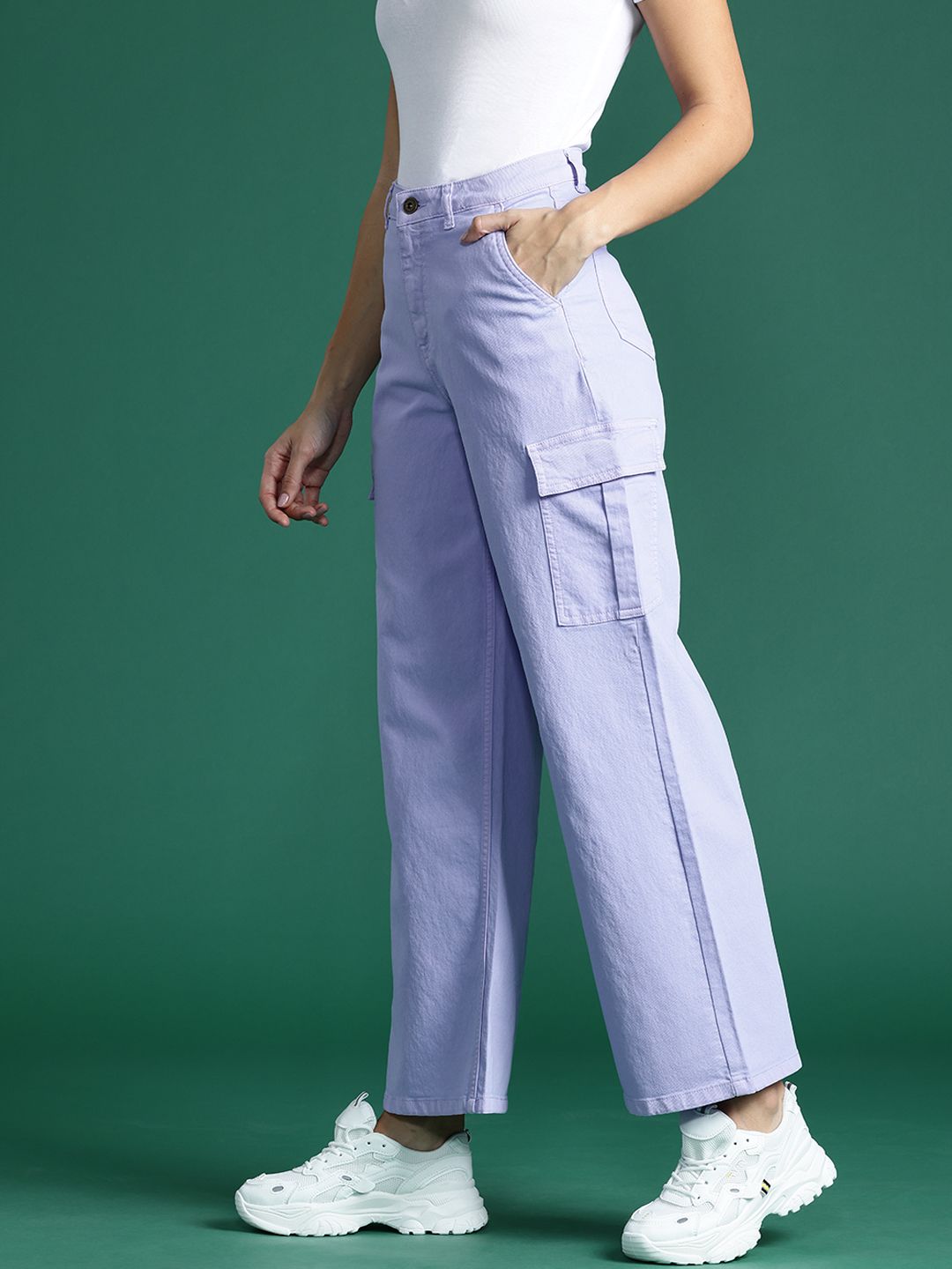 DressBerry Women Straight Fit Stretchable Cargo Jeans