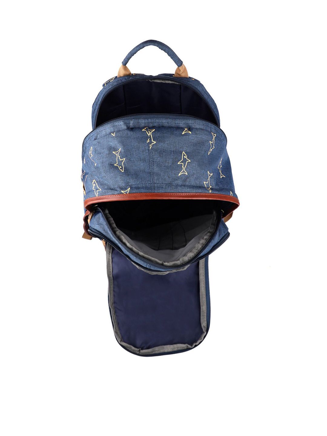 Gear Unisex Blue & Beige Graphic Printed Backpack With Rain Cover