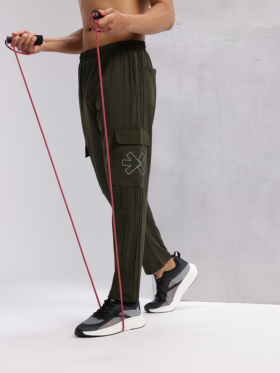 HRX by Hrithik Roshan Men Pleated Rapid-Dry Cargo Training Track Pants