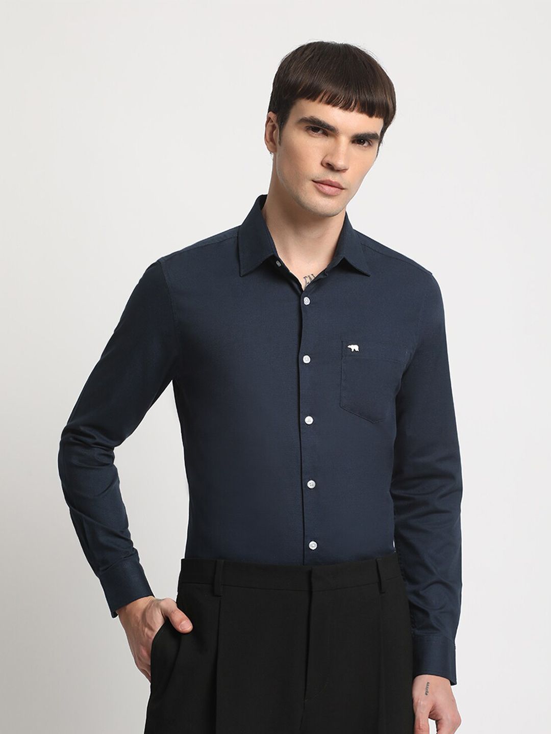 THE BEAR HOUSE Slim Fit Opaque Cotton Formal Shirt