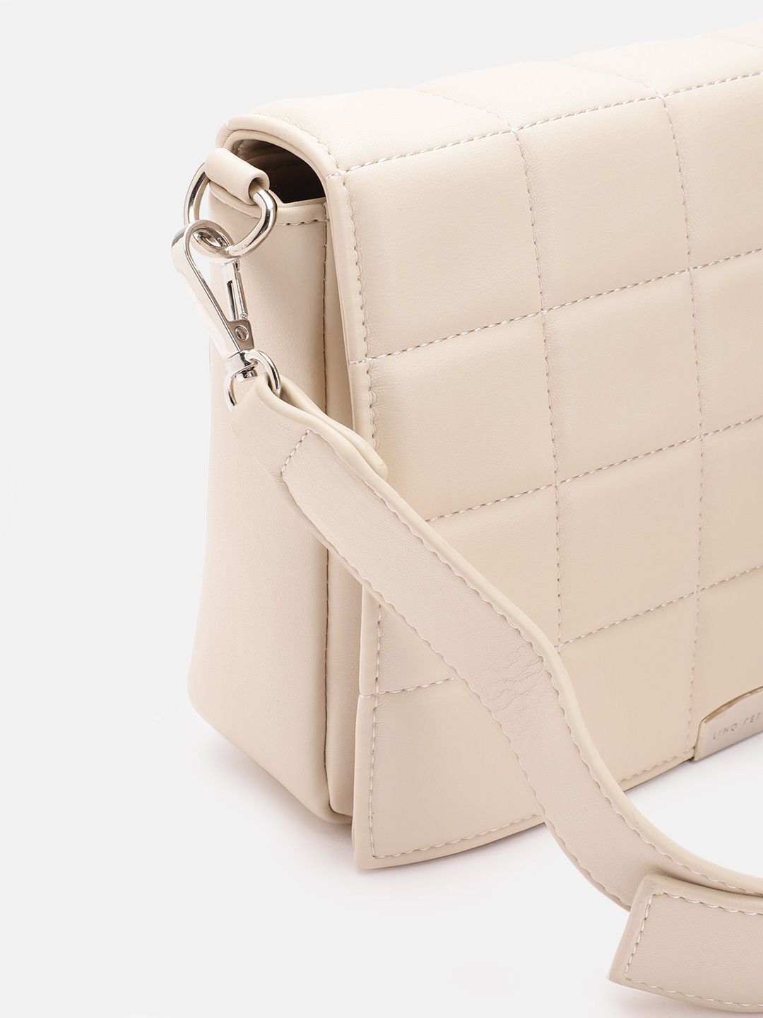 Lino Perros Women Geometric Textured Structured Sling Bag with Quilted Detail