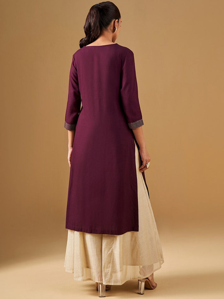 Global Desi Ethnic Motifs Printed V-Neck A-Line Kurta