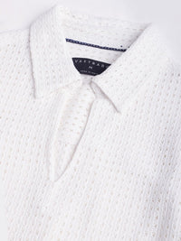 VASTRADO Oversized Classic Crochet Polo Collar Cotton T-Shirt