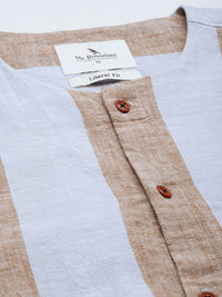 Mr Bowerbird Liberal Fit Self Striped Cotton Linen Casual Shirt