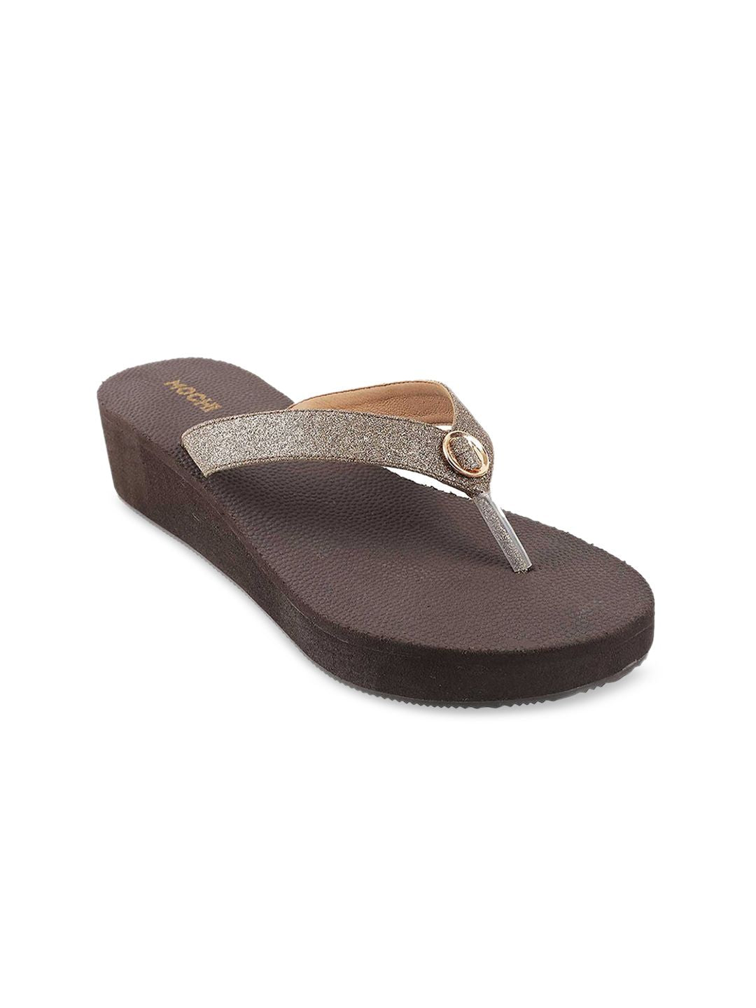 Mochi Women Gold-Toned Solid Sandals