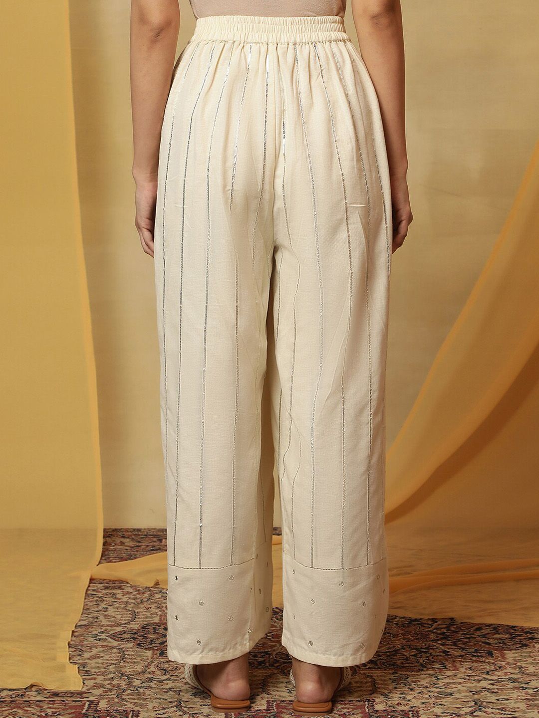 W Women Striped Ethnic Parallel Trouser
