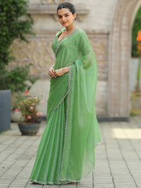 Saree mall Embellished Beads and Stones Organza Sarees
