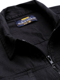 The Indian Garage Co Men Black Solid Slim Fit Cotton Casual Shirt