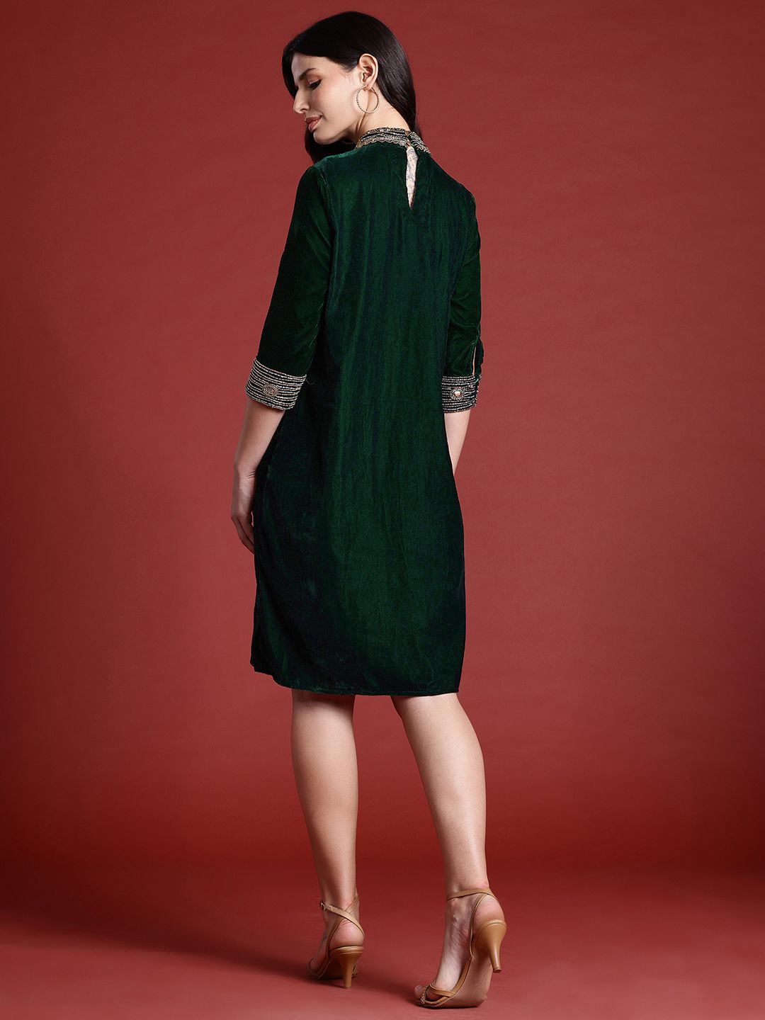 all about you Embellished Velvet Finish Sheath Dress