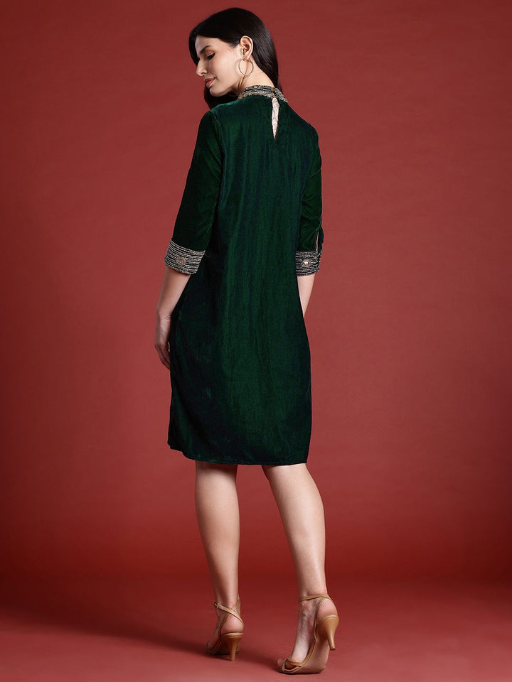 all about you Embellished Velvet Finish Sheath Dress