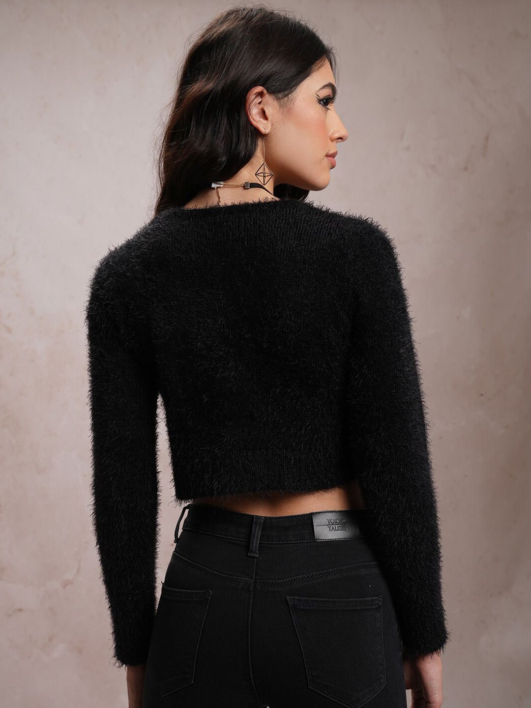Tokyo Talkies Self Design Acrylic Front-Open Sweaters