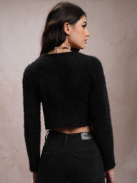 Tokyo Talkies Self Design Acrylic Front-Open Sweaters