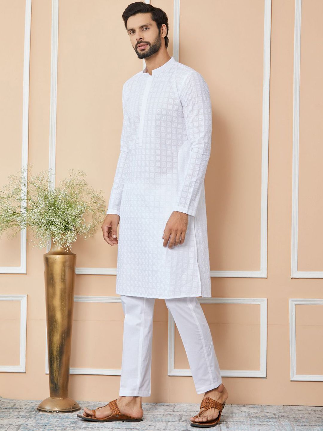 See Designs Ethnic Motifs Embroidered Chikankari Pure Cotton Straight Kurta