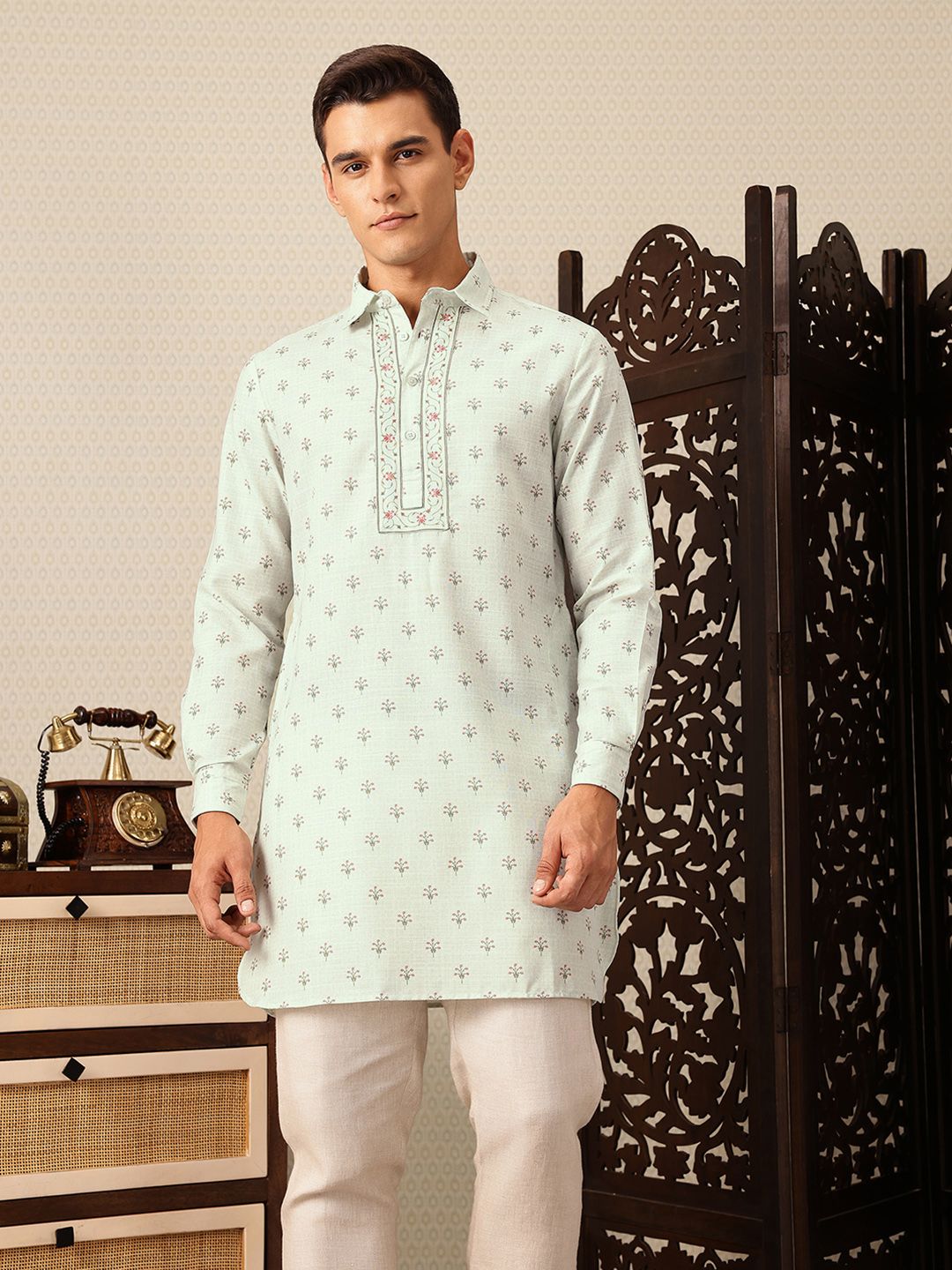House of Pataudi Floral Printed Rozana Kurta