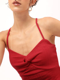 DressBerry Modern Minimalist Rib Knit Twisted Crop Top