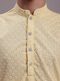 Jompers Ethnic Thread Work Mandarin collar Pure cotton Straight Kurta