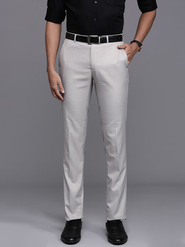 Raymond Men Checked Slim Fit Formal Trousers