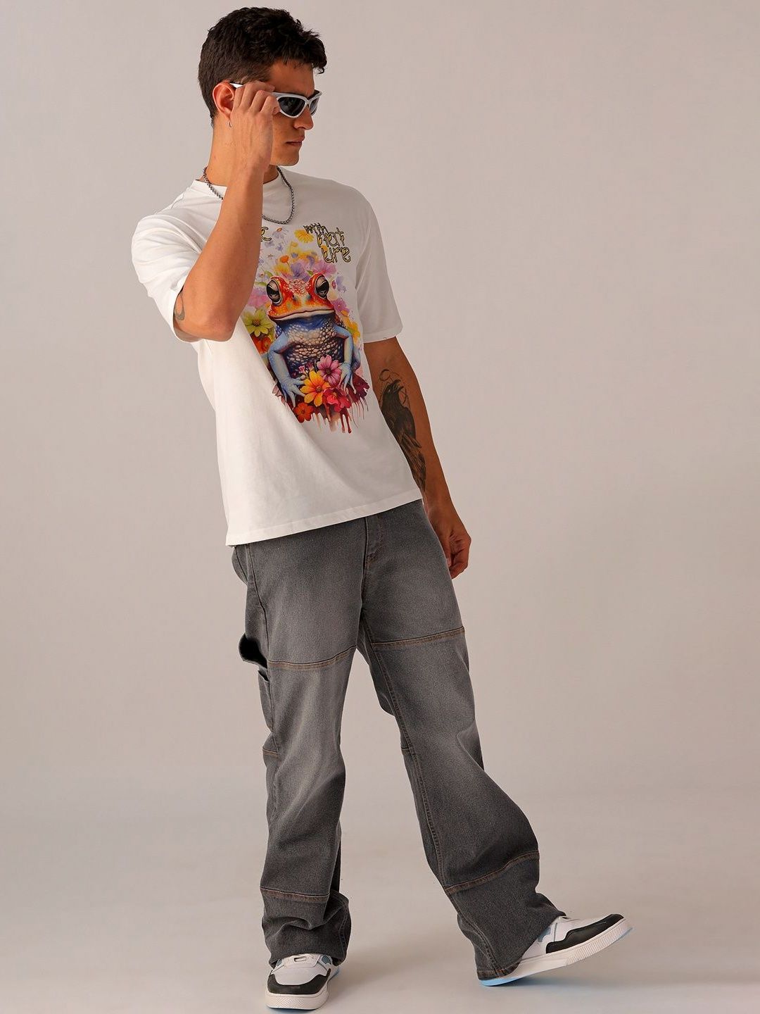 The Indian Garage Co Men Back Printed Relaxed Fit Pure Cotton T-shirt