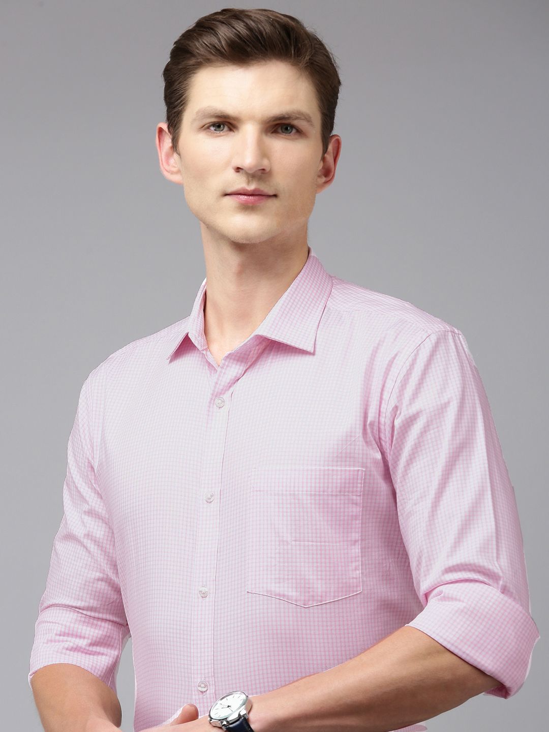 Park Avenue Slim Fit Grid Tattersall Checked Pure Cotton Formal Shirt