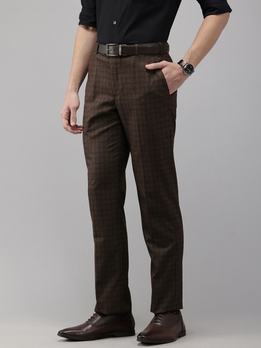 Park Avenue Men Checked Formal Trousers