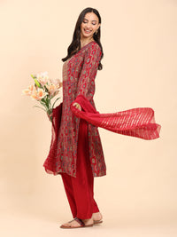 Mamicha Women Floral Printed Regular Pure Cotton Kurta with Palazzos & With Dupatta