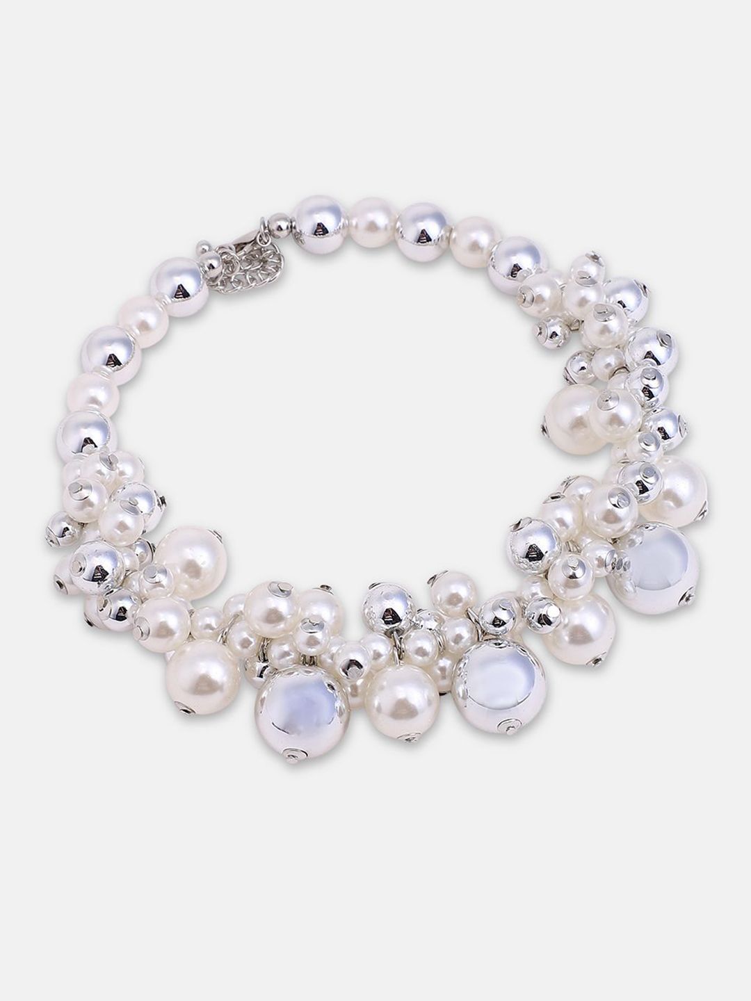 Kalung kolar soiree-cluster yang berlapis perak Sohi