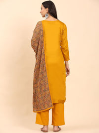 Mamicha Women Ethnic Motifs Embroidered Regular Thread Work Pure Cotton Kurta with Palazzos & With Dupatta