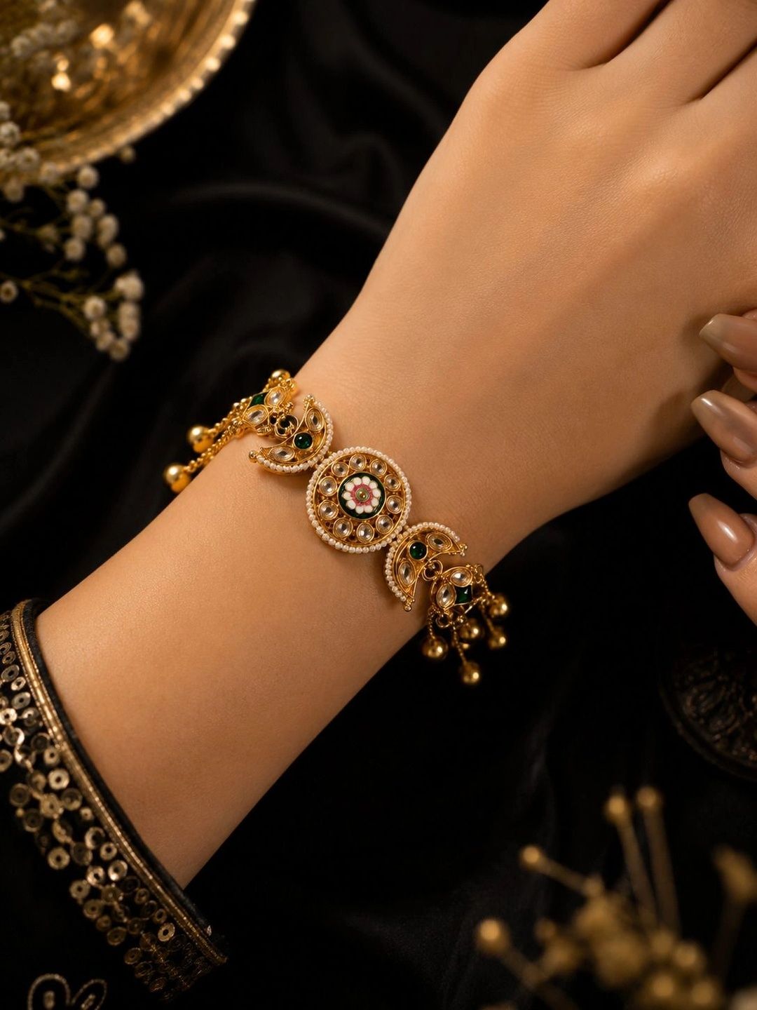 Gelang Multistrand Saduran Emas PANASH Loyang Wanita Enamel