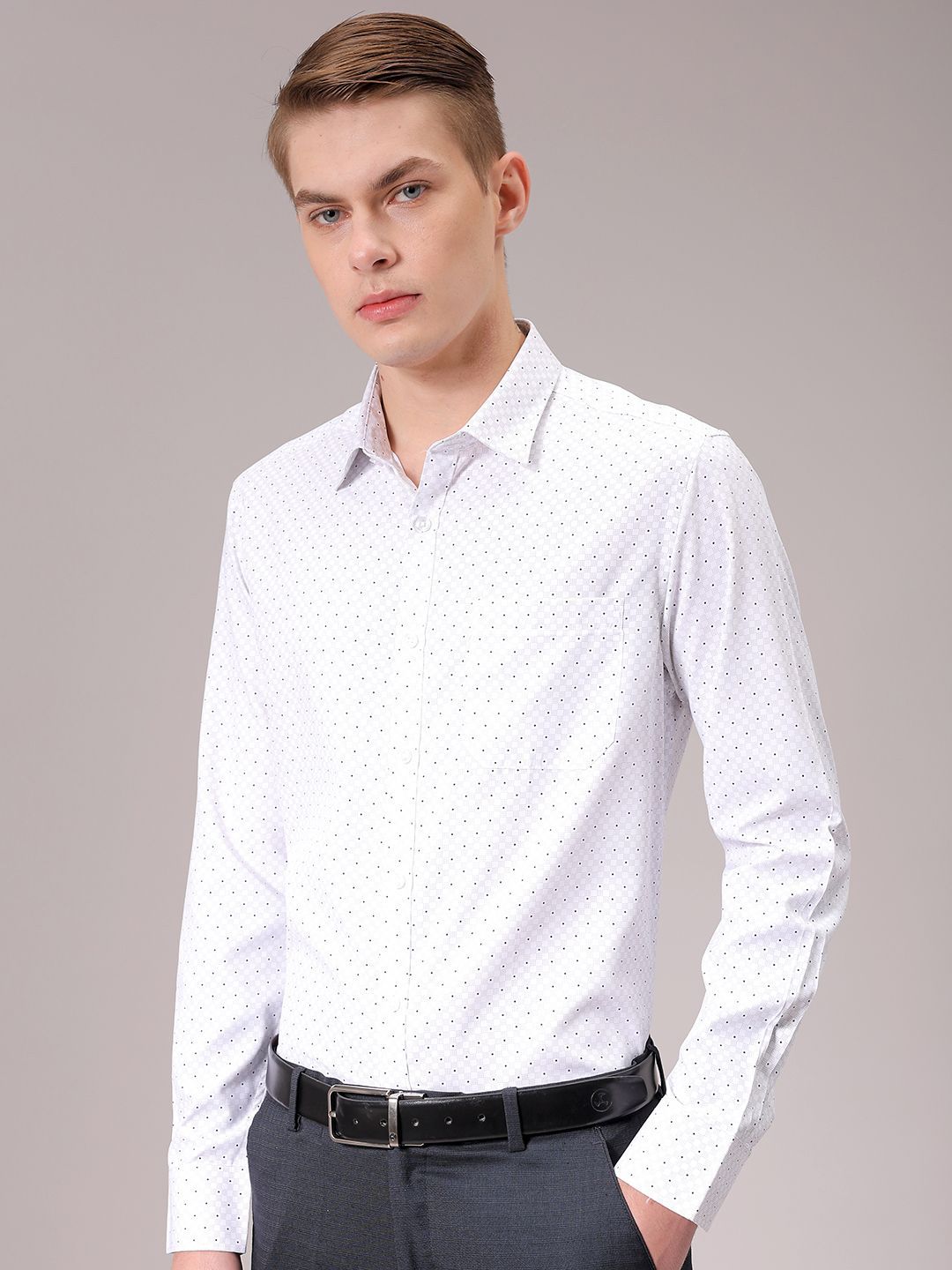 The Indian Garage Co. X Luxe Men Spread Collar Micro Ditsy Printed Slim Fit Formal Shirt