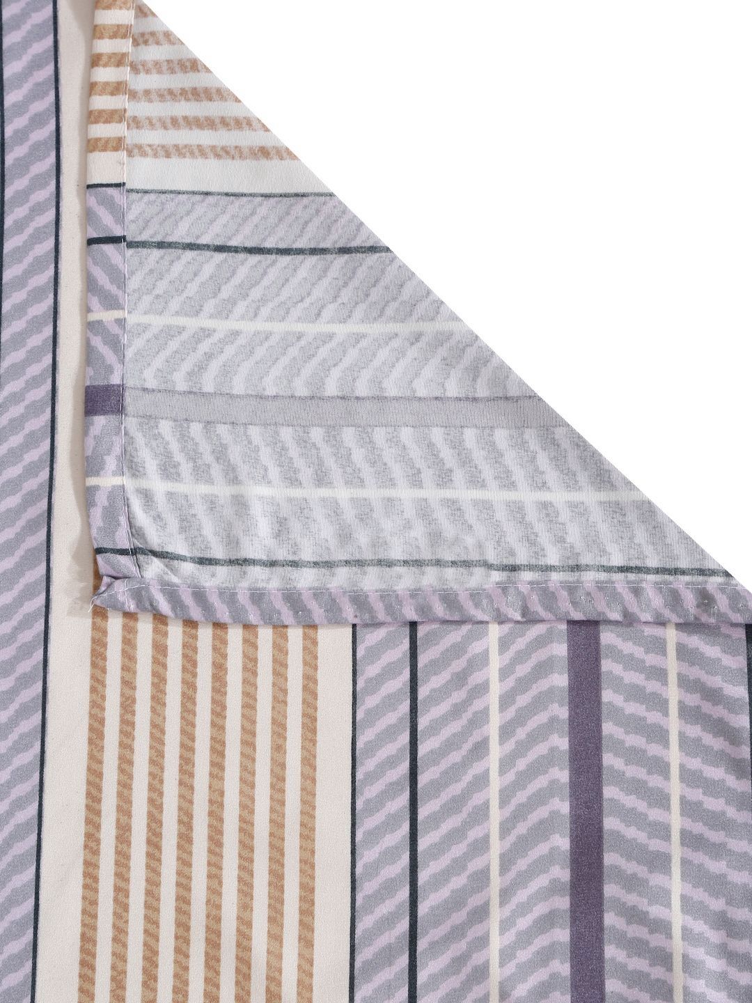 Myntra Elegant Homes Carnival Purple Striped Cotton 300 TC King Fine Bedsheet with 2 Pillow Covers-98 x 89 inches