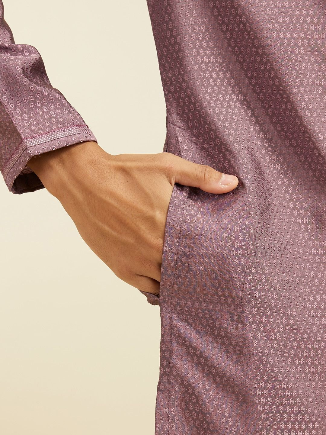 Diwas by Manyavar Ethnic Motifs Self Design Mandarin Collar Straight Kurta