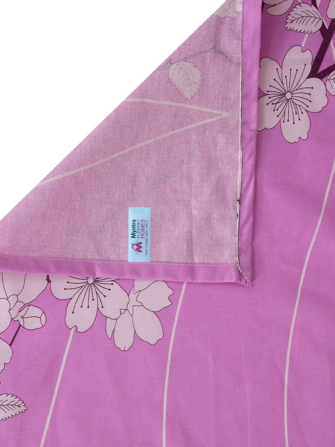Myntra Elegant Homes White Floral Pure Cotton 400 TC King Superfine Bedsheet dengan 2 Sarung Bantal-98 x 89 inci