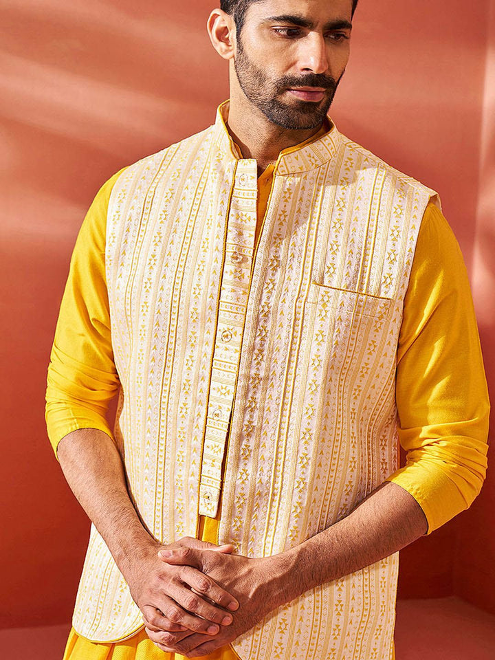 Vastramay Men Woven Design Nehru Jacket