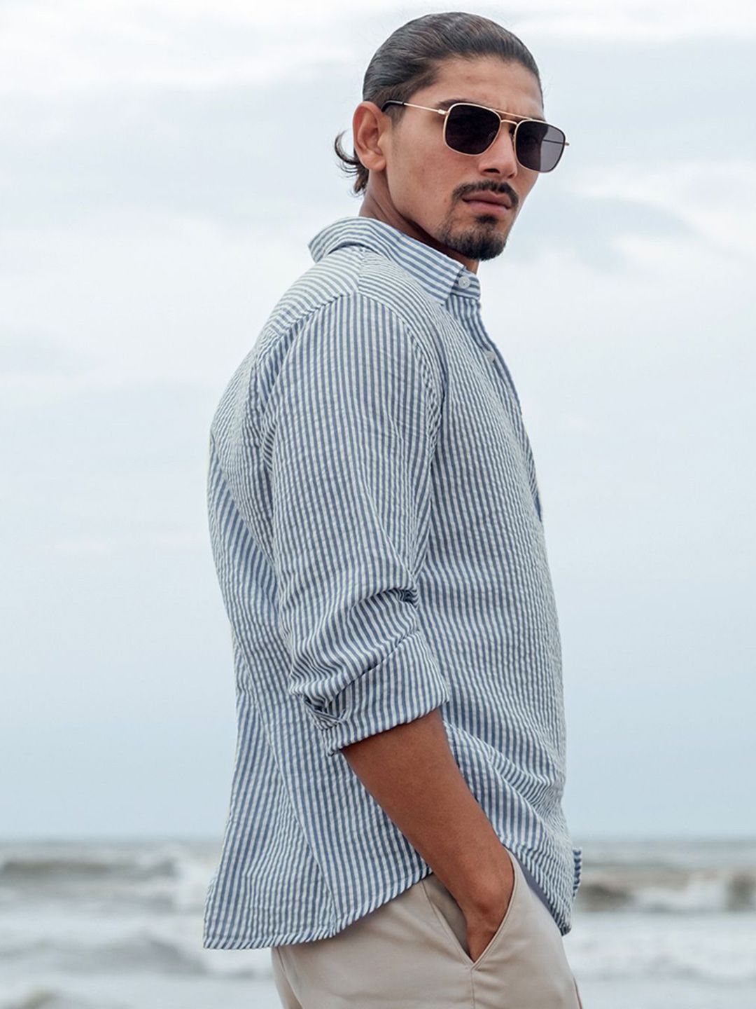 Powerlook Men Opaque Striped Casual Shirt