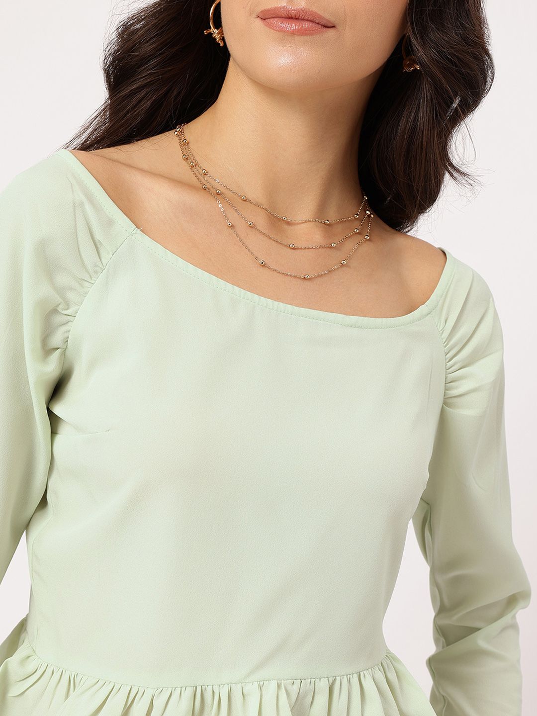 DressBerry Cool Matcha Elevated Basics Peplum Top