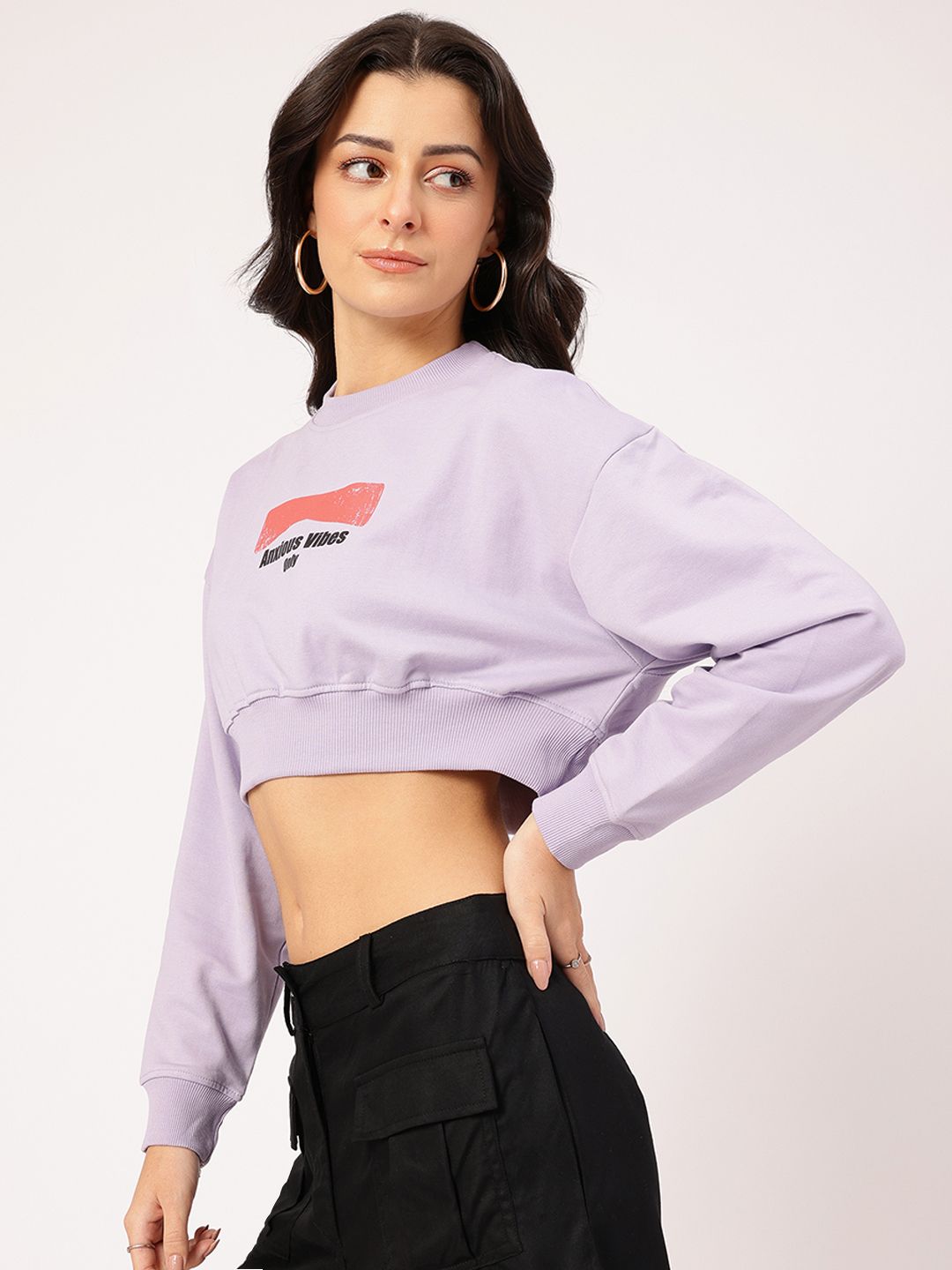 DressBerry Printed Crop Sweatshirt