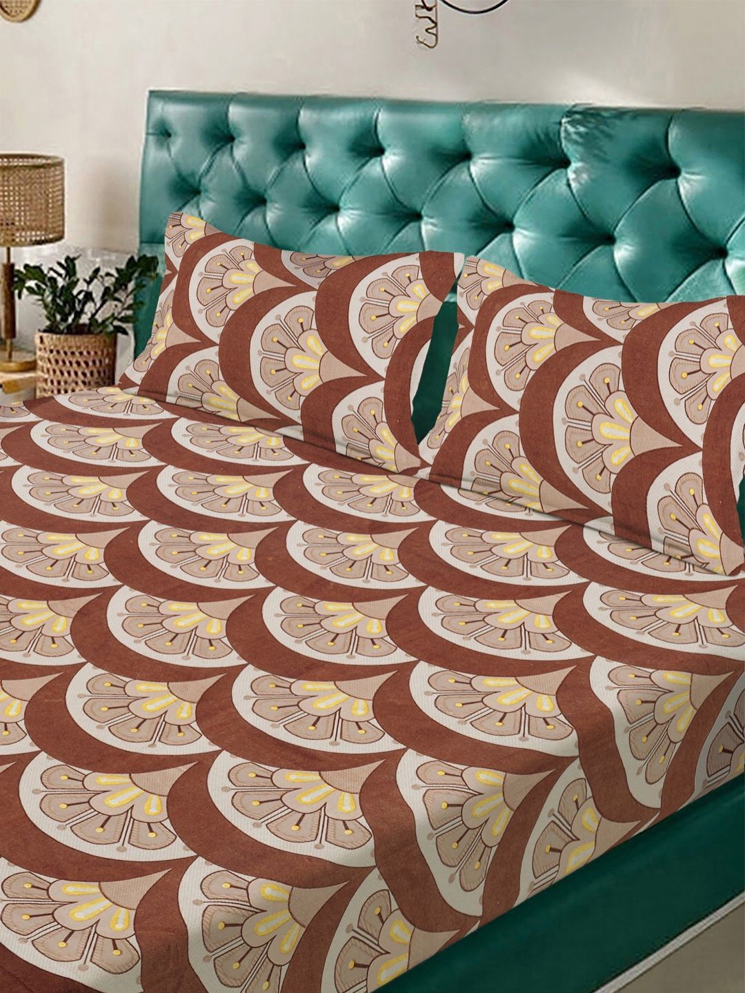 Set Cadar King Bercetak Aura Brown 300 TC Woolen 2.50 m x2.25 m