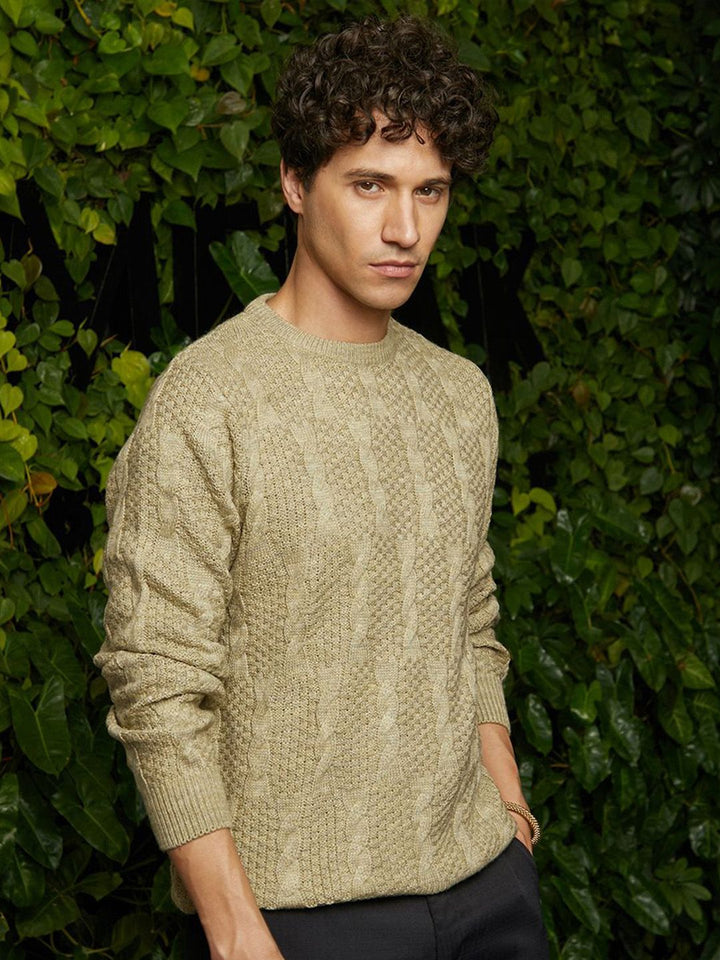 Campus Sutra Men Round Neck Pullover Sweaters