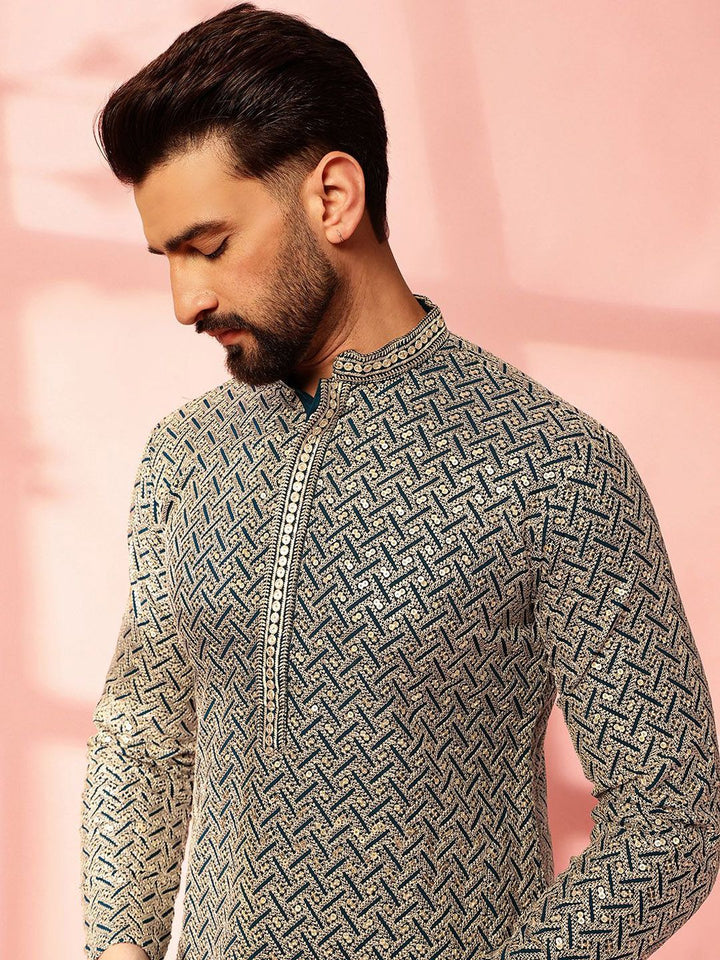 Anouk Men Embroidered Regular Thread Work Pure Cotton Kurta with Pyjamas