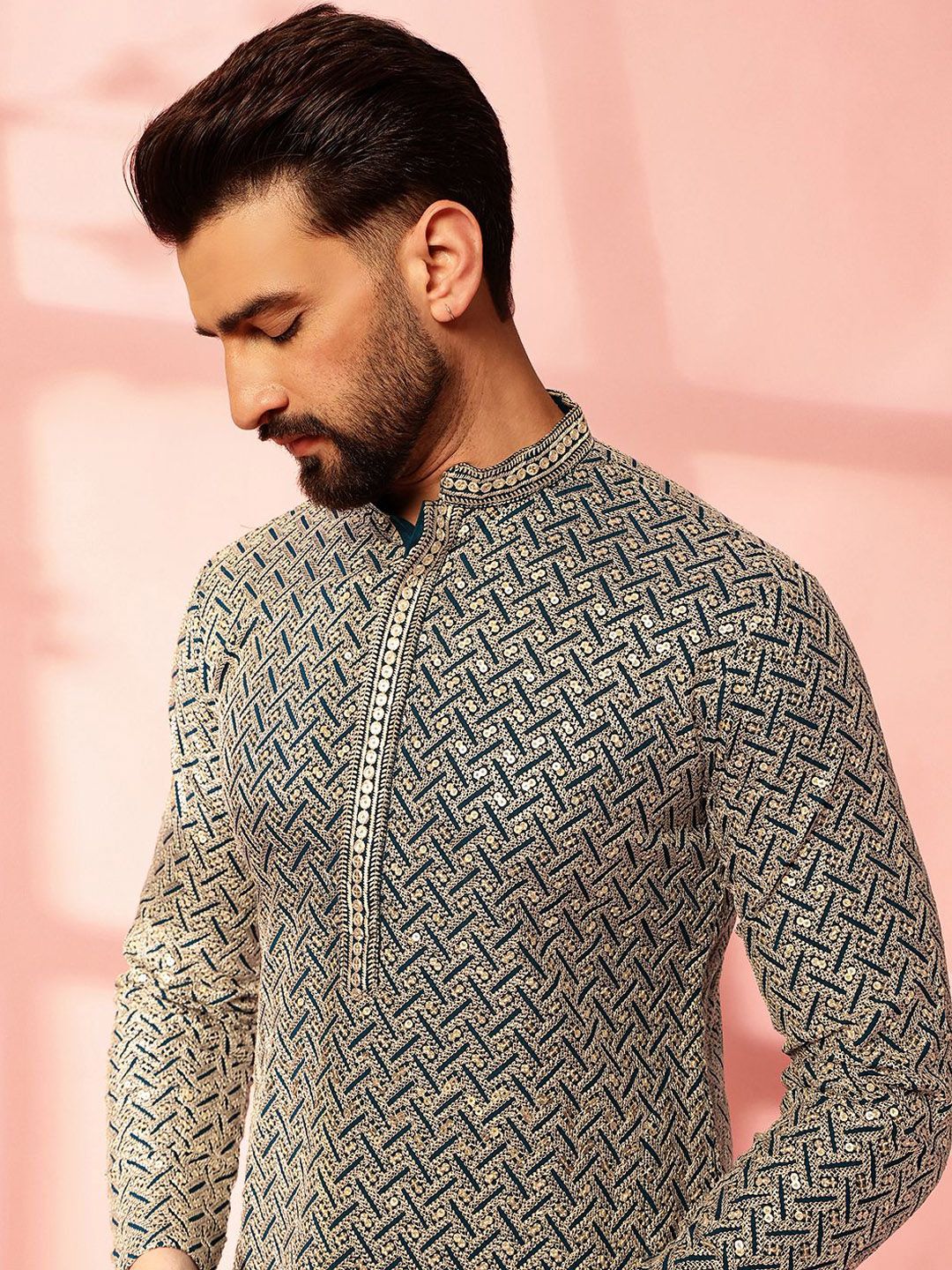 Anouk Men Embroidered Regular Thread Work Pure Cotton Kurta with Pyjamas
