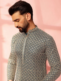 Anouk Men Embroidered Regular Thread Work Pure Cotton Kurta with Pyjamas