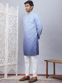 Jompers Ethnic Motifs Printed & Ombre Mandarin Collar Kurta with Pyjama