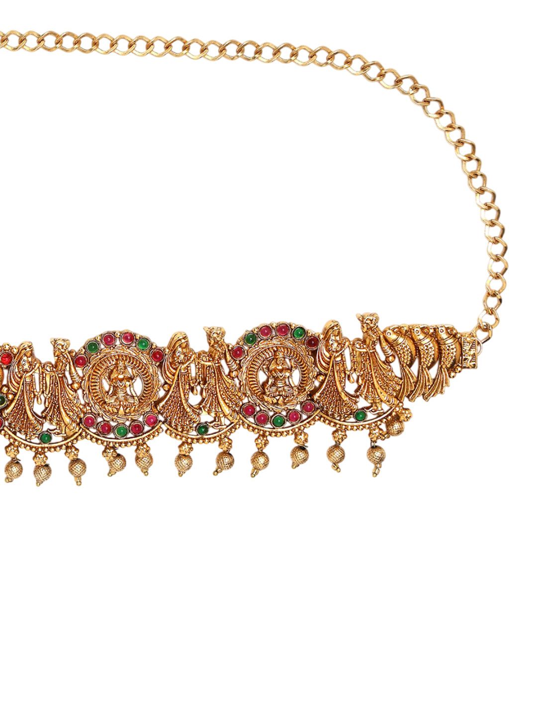 KARATCART Gold Plated Varmala Inspired Artificial Stones Studded Waist Chain