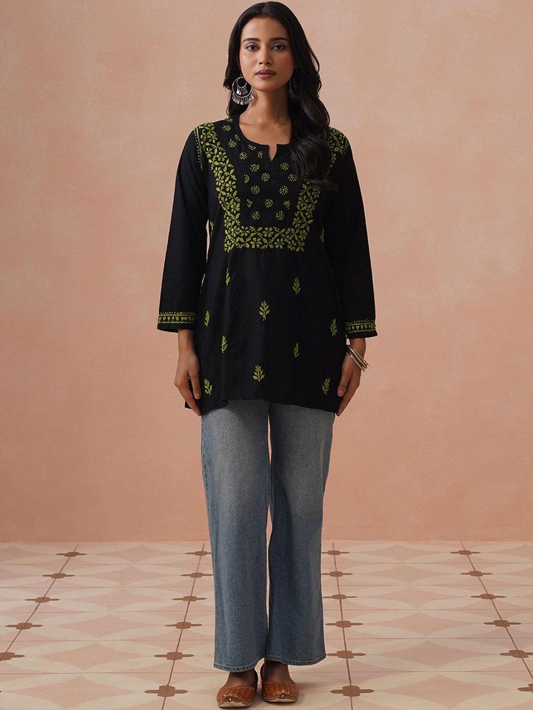 House of Chikankari Women Ethnic Motifs Embroidered Thread Work Kurta