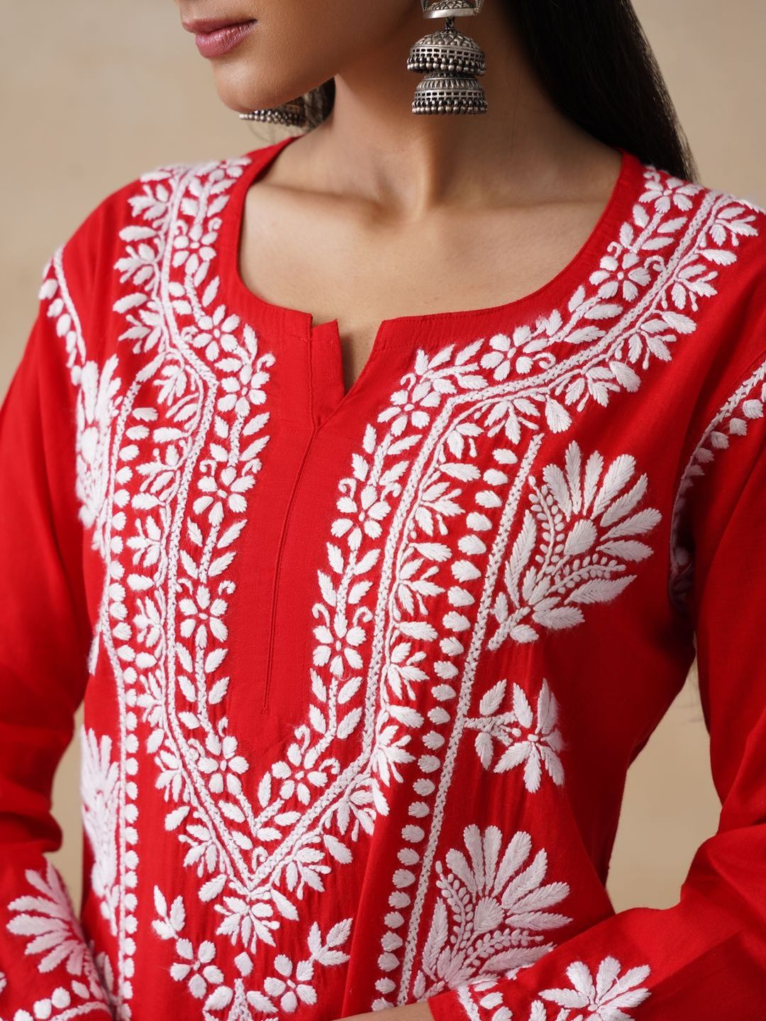 Rumah Wanita Chikankari Sulam Kurta Chikankari